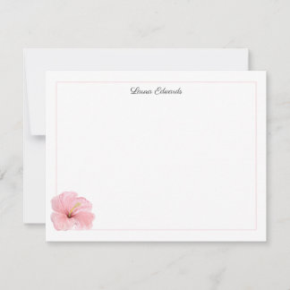 Aquarell-Rosa-Hibiskus-Blume Personalisiert Mitteilungskarte