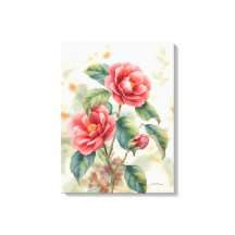Aquarell-Rosa-Kamelie-Blumen-Leinwanddruck