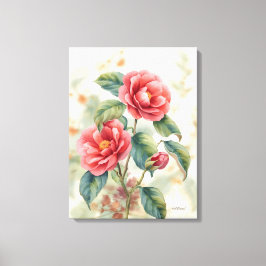 Aquarell-Rosa-Kamelie-Blumen-Leinwanddruck Leinwanddruck