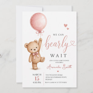 Aquarell Rosa Kaum Wartendes Mädchen Baby-Party Einladung
