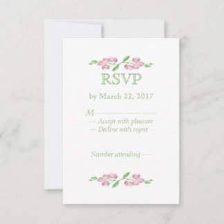 Aquarell Rosa Kirschblüten-Blume RSVP Karte
