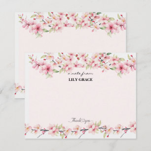 Aquarell-Rosa Kirschblüten-Dankeschön Mitteilungskarte