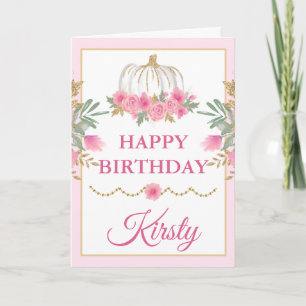 Aquarell Rosa Kürbis Gold Alles Gute zum Geburtsta Karte