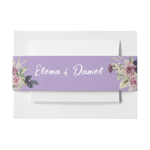Aquarell rosa Lavendel Rosen Minimalist Einladungsbanderole