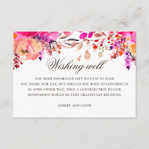 Aquarell rosa lila Blumen Hochzeit Wunschbrunnen Begleitkarte