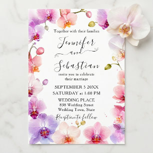 Aquarell Rosa Lila Orchidee Botanische Hochzeit Einladung
