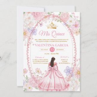 Aquarell Rosa Lila Quinceañera 15 Jahre Blumen Einladung