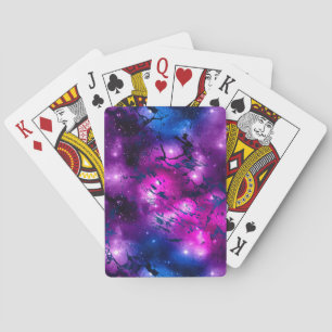 Aquarell-Rosa, Lila- und Blaumar-Mor Galaxy Spielkarten