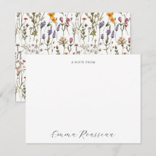 Aquarell-Rosa-Lila-Wildblumen-Schrift Mitteilungskarte
