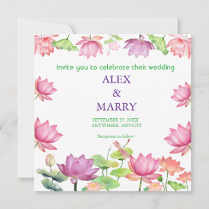 Aquarell Rosa Lotus Blumen Garten HOCHZEIT Einladung