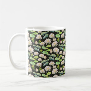 Aquarell-Rosa-Lotus-Nahtloses Muster Kaffeetasse