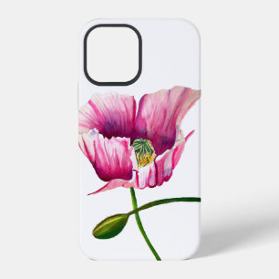 Aquarell rosa Mohn schöne Blume iPhone 12 Hülle