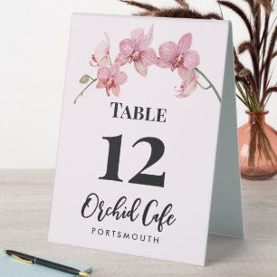 Aquarell Rosa Motten-Orchideen Cafétisch Nummer Tischaufsteller