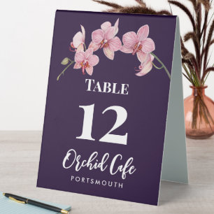 Aquarell Rosa Motten-Orchideen Cafétisch Nummer Tischaufsteller
