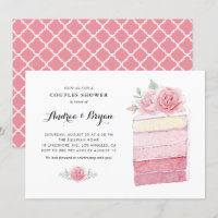 Aquarell Rosa Ombre Cake Slice Paare Dusche