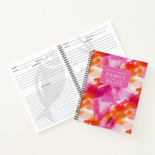 Aquarell-Rosa-Orange-Abstrakte-Rezepte Notizbuch