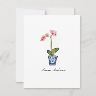 Aquarell-Rosa-Orchideen-Notizkarte Dankeskarte