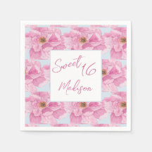 Aquarell-Rosa Pfingstrose Sweet 16 Party