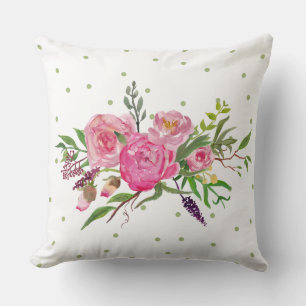 Aquarell-rosa Pfingstrosen-Akzent-Kissen Kissen