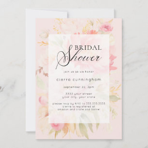 Aquarell-Rosa-Pfingstrosen-Blumen-Brautparty Einladung