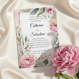Aquarell-Rosa-Pfingstrosen-Blumen-Verlobungsfeier Einladung
