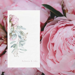 Aquarell-Rosa-Pfingstrosen-Hochzeit Serviette