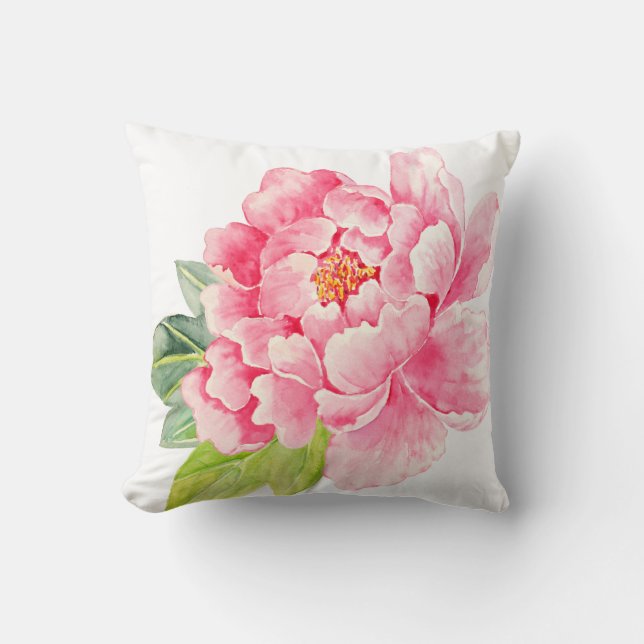 Aquarell-rosa Pfingstrosen-Kissen Kissen (Vorderseite)