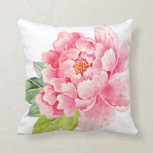 Aquarell-rosa Pfingstrosen-Kissen Kissen