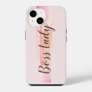 Aquarell-Rosa-Pfirsich-Farbstreiche Boss Lady iPhone 14 Hülle