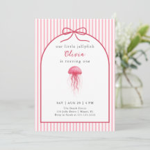 Aquarell Rosa Quallen-Schleifen-Mädchen 1. Geburts