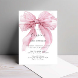 Aquarell Rosa Ribbon Bow 16. Geburtstag Einladung
