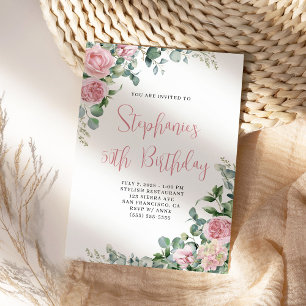 Aquarell-Rosa-Rosen-Blumen-Geburtstag Einladung