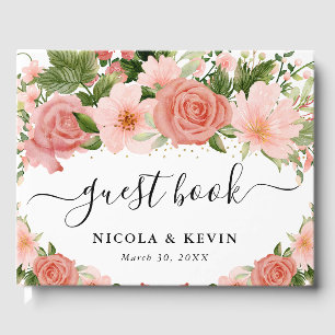 Aquarell Rosa Rosen Blumen Hochzeit Gästebuch