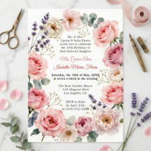 Aquarell-Rosa-Rosen-Blumenkranz Quinceañera