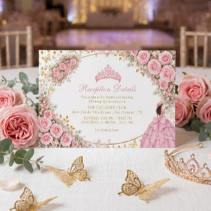 Aquarell-Rosa-Rosen-Goldener-Schmetterling-Quincea Begleitkarte