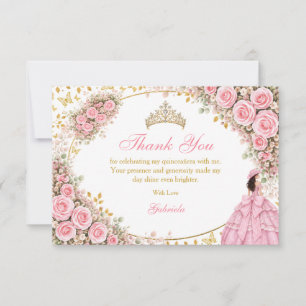 Aquarell-Rosa-Rosen-Goldener-Schmetterling-Quincea Dankeskarte