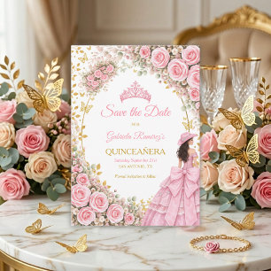 Aquarell-Rosa-Rosen-Goldener-Schmetterling-Quincea Save The Date