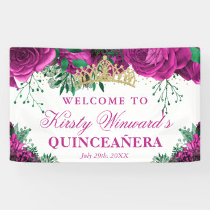 Aquarell-Rosa-Rosen Quicneanera Willkommen Banner