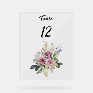 Aquarell rosa Rosen schwarzes Hochzeit Sitzplan Acrylschild