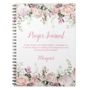 Aquarell-Rosa-Rosen- und Grünzeug-Gebetsjournal Notizblock