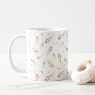 Aquarell Rosa Rote Rosen Handgemalt Kaffeetasse