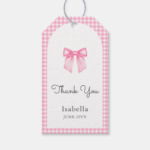 Aquarell Rosa Schleife Danke Baby Shower Geschenkanhänger