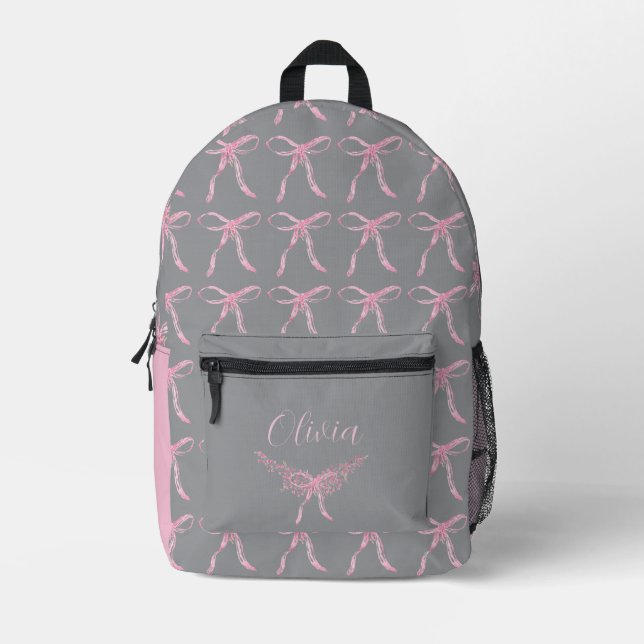Aquarell-Rosa-Schleifen-Muster Bedruckter Rucksack (Vorderseite)