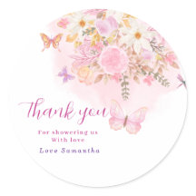 Aquarell-Rosa-Schmetterling Florale Babyparty