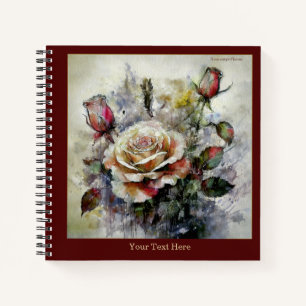 Aquarell Rosa semperflorens Notizbuch