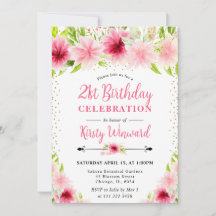 Aquarell Rosa Sommer Blume Foto 21. Geburtstag