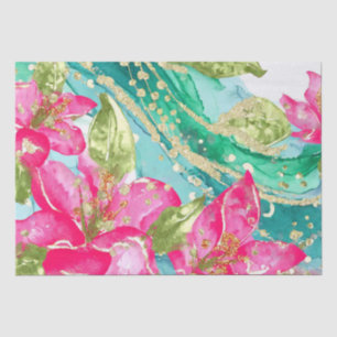 Aquarell Rosa Tropische Blumen Alkohol Tinte Seidenpapier