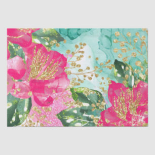 Aquarell Rosa Tropische Blumen Alkohol Tinte Seidenpapier