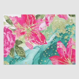 Aquarell Rosa Tropische Blumen Alkohol Tinte Seidenpapier