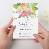 Aquarell Rosa Tulip Bridal Dusche Einladung